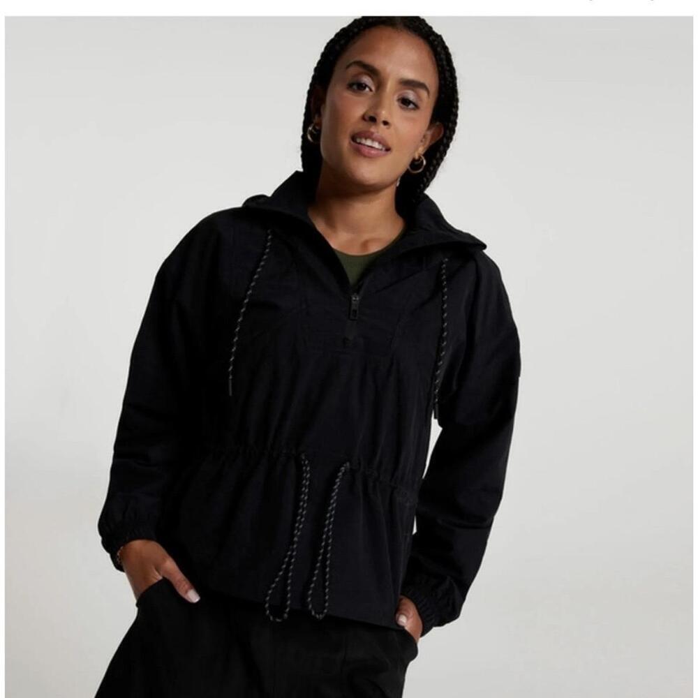 CALIA Windbreaker Womens Size M Black Hooded Anorak Pullover Water Repellent Act - Picture 5 of 9